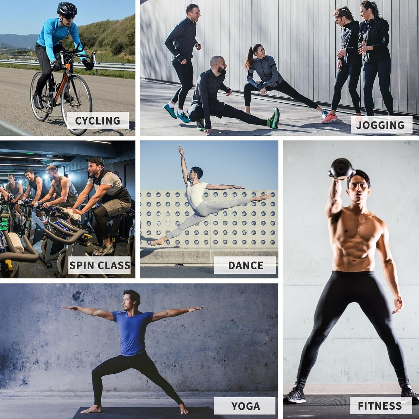 Men'S Active Yoga Leggings Running Quick Dry Dance Tights with Pockets Workout Compression Pants