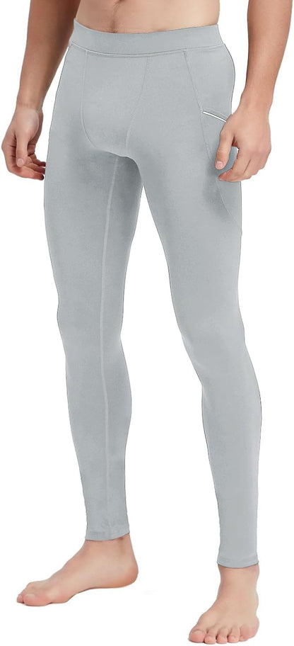 Men'S Active Yoga Leggings Running Quick Dry Dance Tights with Pockets Workout Compression Pants