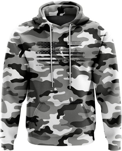 Patriotic Camo Flag Heavyweight Hoodies for Men and Women