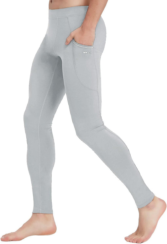 Men'S Active Yoga Leggings Running Quick Dry Dance Tights with Pockets Workout Compression Pants